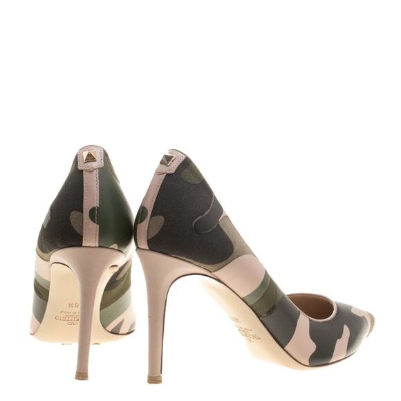 Valentino Garavani- Camouflage Leather and Canvas Pointed Toe Pumps Size:  7.5 - Picture 4 of 5
